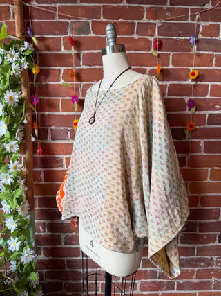 Cosmic Drift Reversible Kantha Poncho Top