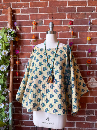 OOAK Spring Collection - Reversible Cosmic Drift Kantha Poncho Top - 2 Tops in 1