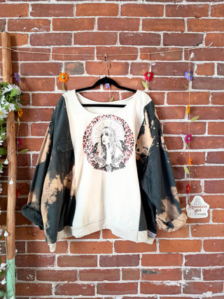 OOAK Autumn Collection - Upcycled Stevie Nicks Sweatshirt and Flannel Hybrid