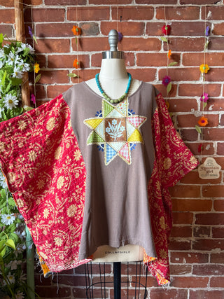 OOAK Autumn Collection- Upcycled  Poncho Tee