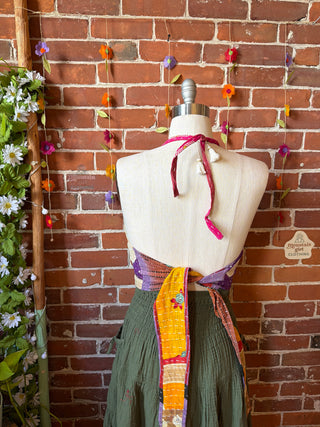 Size 14-20 In Bloom Reversible Kantha Halter Top - 100% Cotton - Fair Trade Made