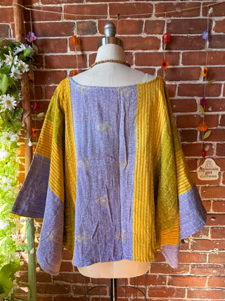 OOAK Autumn Collection - Reversible Cosmic Drift Kantha Poncho Top - 2 Tops in 1