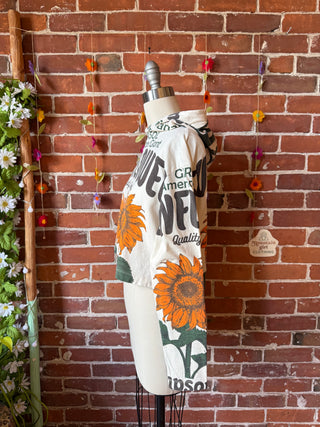 Cotton Sun Flower Cropped Hoodie Sweatshirt - Fair Trade Made