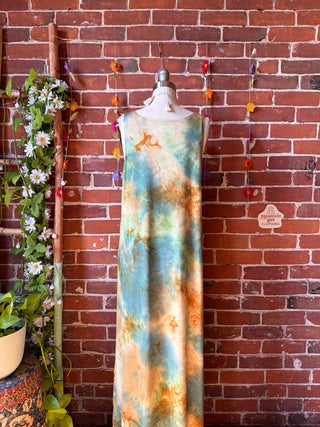 OOAK Spring Collection - Tie Dye Callisto Kantha Crescent Moon Tank Top Maxi Dress