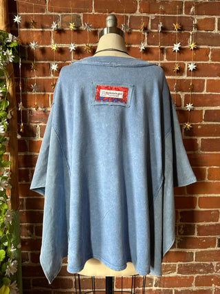 OOAK Winter Collection - Upcycled Kantha Peace Sign Patchwork Poncho Style Top 🌼