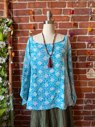 OOAK Summer Collection - Reversible Cosmic Drift Kantha Poncho Top - 2 Tops in 1
