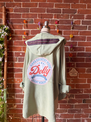 OOAK Summer Collection- Upcycled Dolly Parton Patchwork Butterfly Hoodie Size M/L