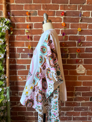 OOAK Summer Collection- Upcycled Fleetwood Mac Inspired Vintage Butterfly Patch Poncho Tee