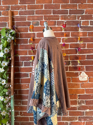 OOAK Autumn Collection - Upcycled Peace Sign Patch Patchwork Poncho Style Top ☮️