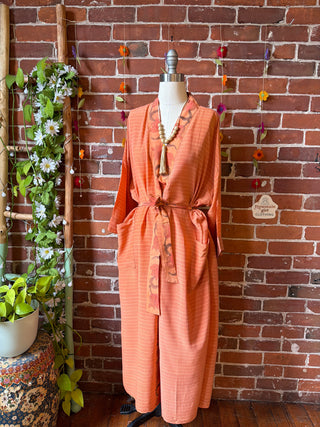 Summer Dreams 100% Sari Silk Robe Kimono w/ Pockets + Belt - Fair Trade Made