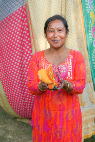 Boho Recycled Saree Kantha Elephant
