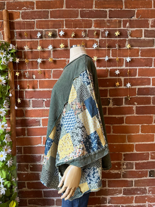 OOAK Autumn Collection - Upcycled Flower Patchwork Poncho Style Top 🌼
