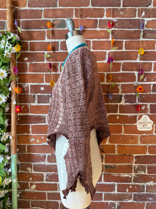 Moon Catcher Crochet Fairy Hem Bell Sleeve Cropped Top - 100% Cotton - Fair Trade Made