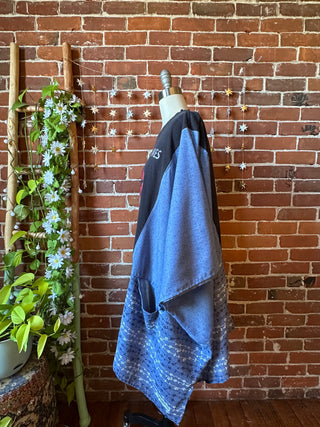 OOAK Autumn Collection - Upcycled Rolling Stones Inspired Hi Lo Poncho Top with Pockets