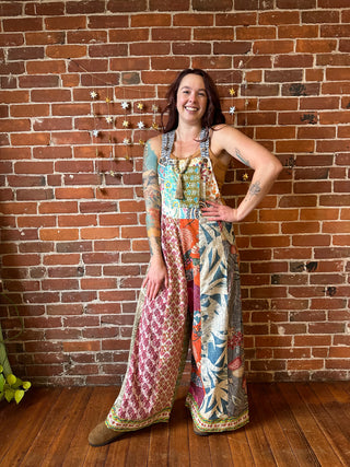 NEW SIZES! La Boheme Patchwork Wide Leg Overalls