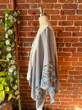 OOAK Autumn Collection-Upcycled Fleetwood Inspired Embroidered Poncho Top