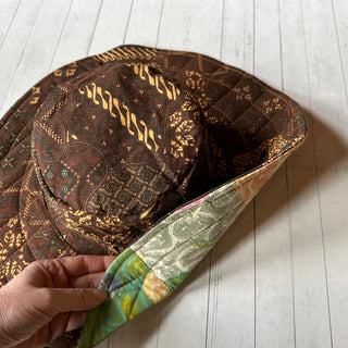 Reversible Boho Sunshine Recycled Random Patchwork Floppy Hat