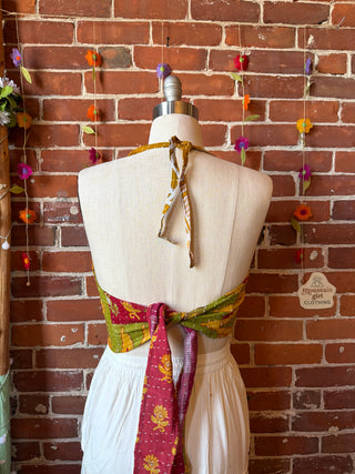 Size 14-20 In Bloom Reversible Kantha Halter Top - 100% Cotton - Fair Trade Made