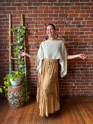 Meadow Mist Linen Poncho Top / Tunic Overlay Top - Made in Italy - Multiple Colors Available