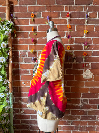OOAK Summer Collection- Upcycled Grateful Dead Tie Dye Butterfly Boxy Tee - Size L/XL