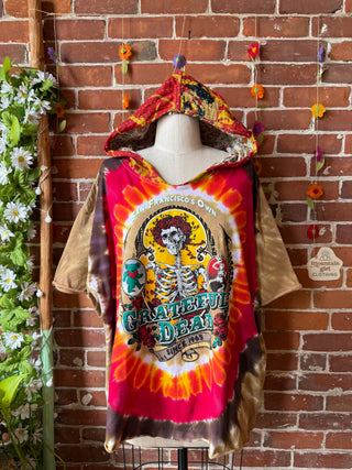 OOAK Summer Collection- Upcycled Grateful Dead Tie Dye Kantha Pullover Hoodie