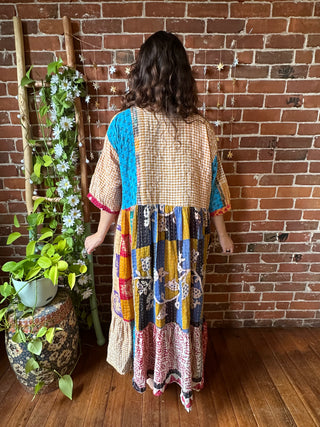 Coffee In The Morning Kantha Dress - Fits up to 3X