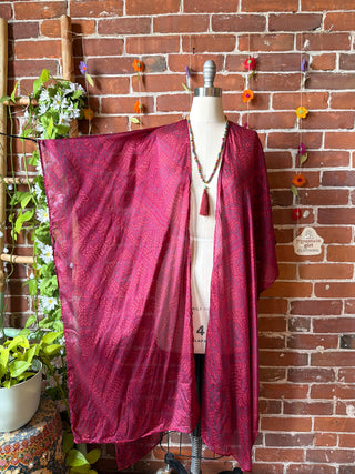 Summer Dreams 100% Silk Poncho Robe- Fair Trade Made