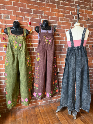 Boho Moon & Blooms Wide Leg Overalls -Multiple Colors and Sizes