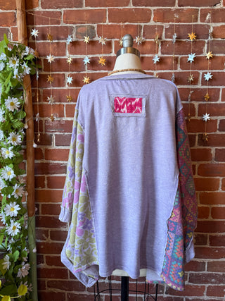 OOAK Winter Collection - Upcycled Kantha Flower Patch Patchwork Poncho Style Top 🌼