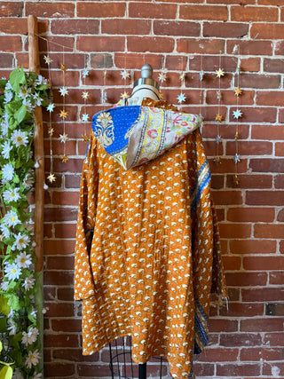 OOAK Autumn Collection - Lennon Kantha Bell Sleeve Hooded Jacket