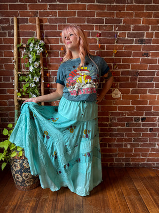 Floral Stevie Mineral Wash Skirt Maxi Length - Multiple Colors Available - Fair Trade Made