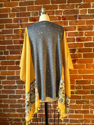 Stevie Nicks Inspired Golden Yellow Tassel Embroidered Poncho