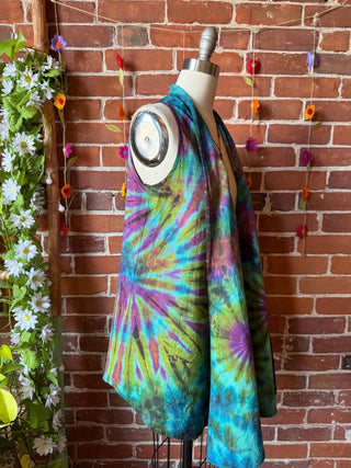 Rainbow Tie Dye Flowy Hem Layering Vest - 100% Cotton