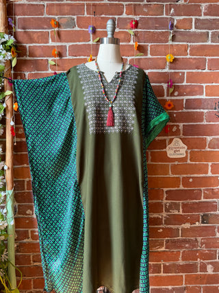 OOAK Summer Collection- Upcycled Sari Embroidered Pullover Hi Lo Poncho Tunic Top