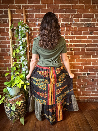 Autumn Breeze Kantha Tiered Skirt