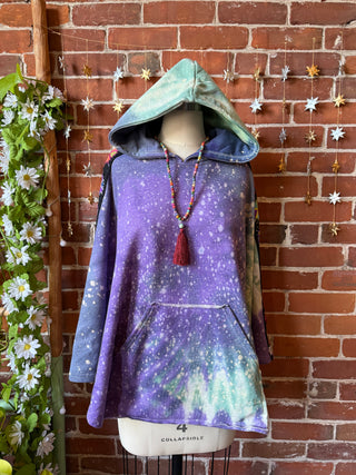 OOAK Winter Collection- Stevie Silver Springs Tie Dye Granny Square Hoodie Poncho