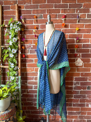 Summer Dreams 100% Silk Poncho Robe- Fair Trade Made