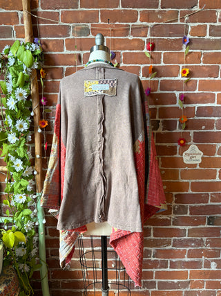 OOAK Spring Collection - Upcycled Flower Patchwork Kantha Poncho Top 🌼