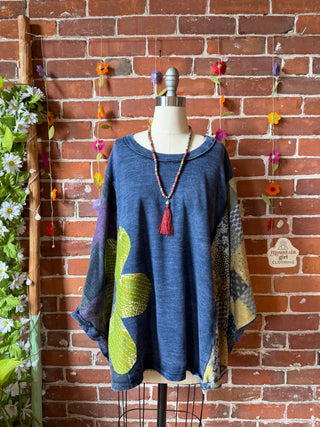 OOAK Summer Collection - Upcycled Flower Patch Patchwork Poncho Style Top 🌼