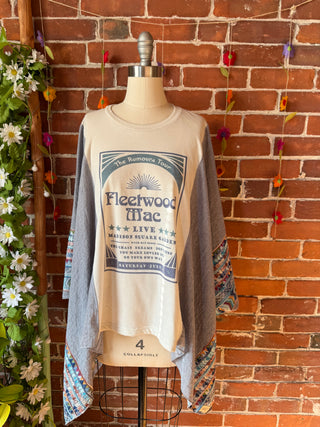 OOAK Autumn Collection-Upcycled Fleetwood Inspired Embroidered Poncho Top