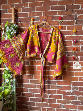 Free Size Nova Kantha Bell Sleeve Wrap Top