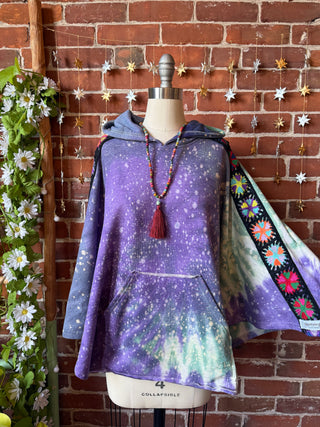 OOAK Winter Collection- Stevie Silver Springs Tie Dye Granny Square Hoodie Poncho