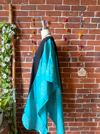OOAK Summer Collection- Upcycled TLC Inspired Block Print Hi Lo Hybird Poncho