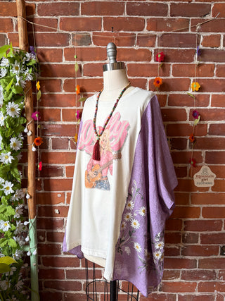 Daisy Dolly Parton Inspired Purple Embroidered Poncho