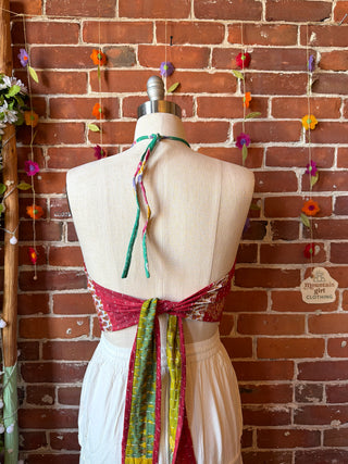 Size 14-20 In Bloom Reversible Kantha Halter Top - 100% Cotton - Fair Trade Made