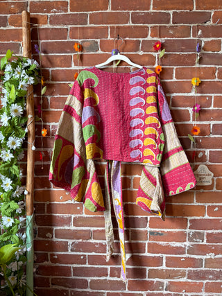 Free Size Nova Kantha Bell Sleeve Wrap Top
