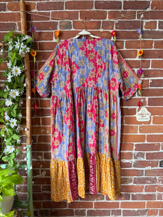 Coffee In The Morning Kantha Dress - Fits up to 3X - 100% Cotton- Fair Trade Made