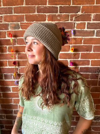 OOAK Autumn Collection -Kantha Tassel Beanie - Autumn Brown