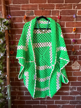 OOAK Autumn Collection- Vintage Crochet Granny Square Cocoon Shawl
