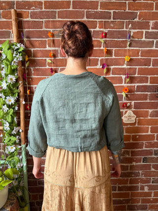 Canyon Breeze 100% Linen Twist Front Top - Made in Italy